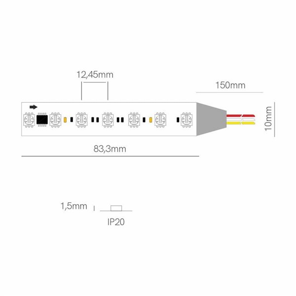 Tira LED SPI direccionable 1 metro RGB FINE SPI-2, 24VDC 14W/m, IP20