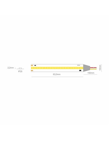 Tira LED con tecnología SPI rollo 5 metros FINE RUNNING 24VDC 12W/m 950/1050Lm, monocolor 2700K/3000K/4000K IP20