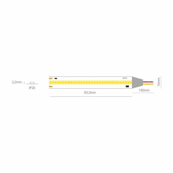 Tira LED con tecnología SPI rollo 5 metros FINE RUNNING 24VDC 12W/m 950/1050Lm, monocolor 2700K/3000K/4000K IP20