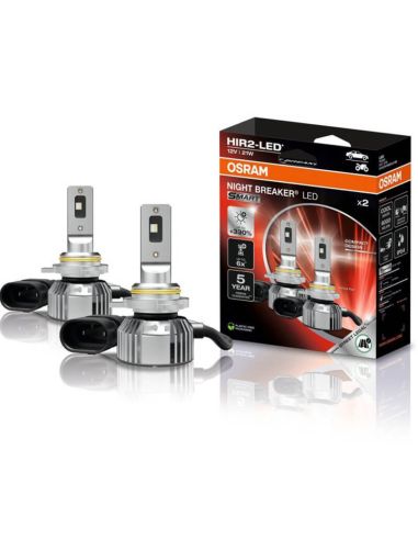 Pack 2 OSRAM NIGHT BREAKER LED SMART HIR2 – LED homologado 6000K hasta +330 % más de luz 9012DWNBSM-2HB