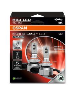 Ampoules LED intelligentes OSRAM NIGHT BREAKER HB3 – Homologuées, 12 V, 6 000 K, lumière blanche, référence 9005DWNBSM-2HB