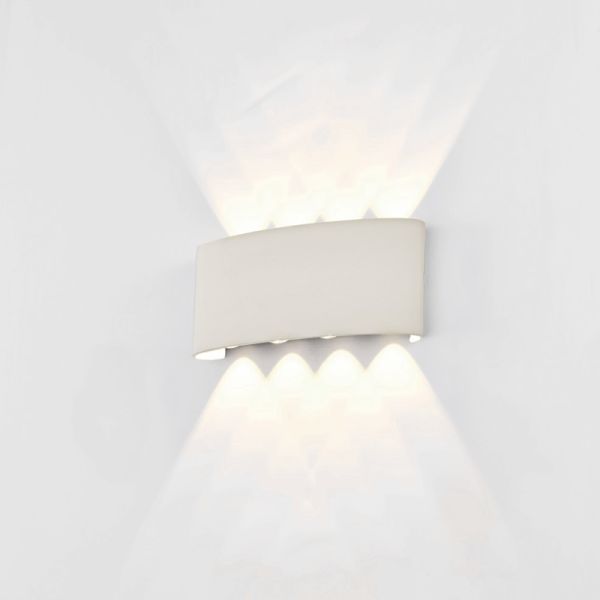 Luminária de parede externa Arcs LED de 8W em antracite ou branco com luz bidirecional.