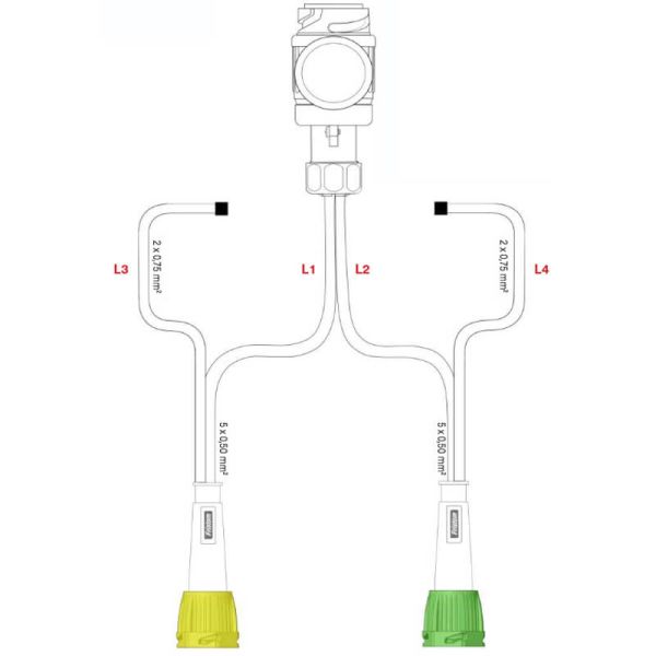 Sistema de Cableado para remolque con conector 13 Polos y 2 conectores 5 Pin con cableado para pilotos laterales