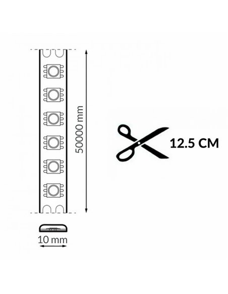 Tira LED SMD TIPS digital 24V blanco fijo 10W/m IP20 5 metros, control por segmentos, 6000K/4500K/3000K