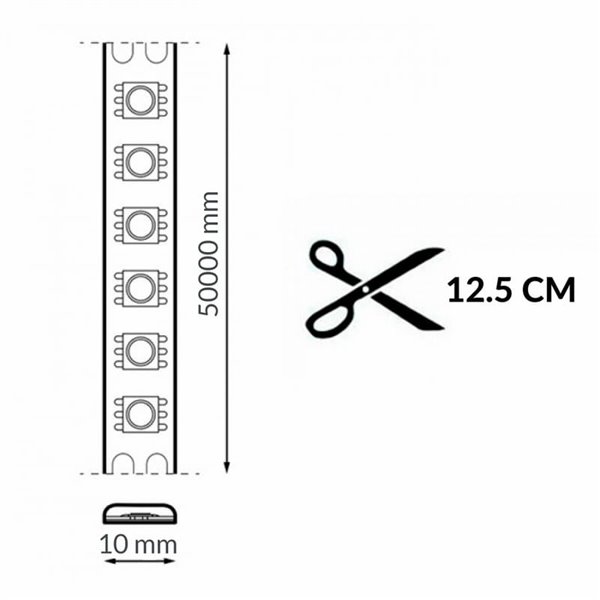 Tira LED SMD TIPS digital 24V blanco fijo 10W/m IP20 5 metros, control por segmentos, 6000K/4500K/3000K