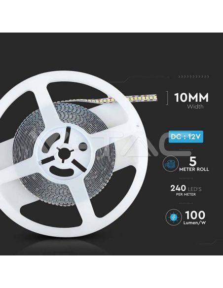 Tira LED SMD 2835 12V 20W/m 240 LED/m IP20 2000 lm/m Haut flux lumineux