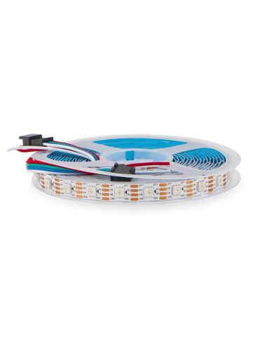 Tira LED SMD RGB digital MESSE 12V 14W/m IP20, 5 metros control de color por segmentos