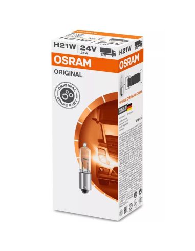 Ampoule OSRAM H21W BAY9s 24V d'origine avec culot métallique – Pièce de rechange d'origine pour la signalisation
