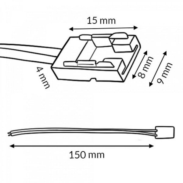 Conector con cable para tira LED 8mm monocolor, 2 pin 12V / 24V
