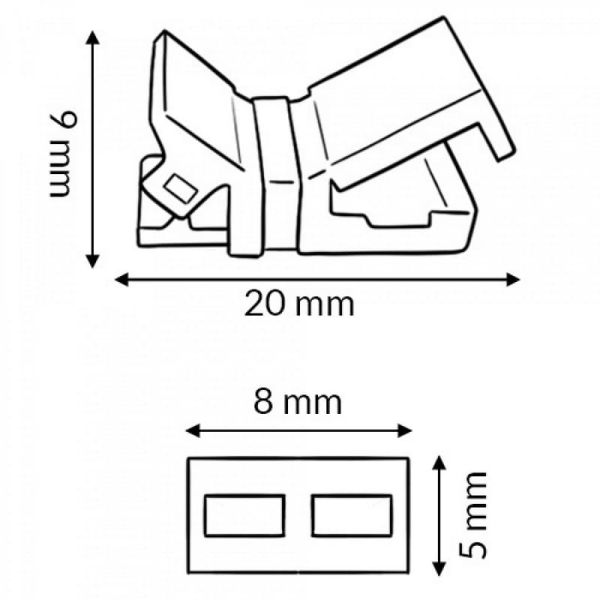 Conector para cable y tira LED 8mm monocolor, 2 pin 12V / 24V