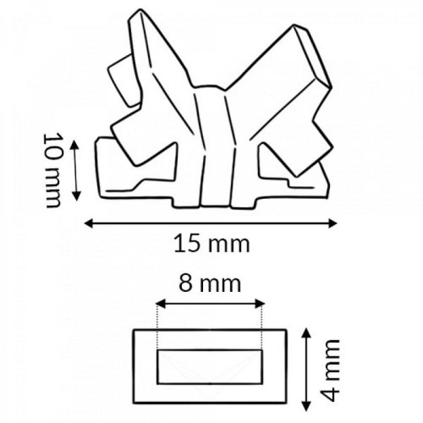 Conector recto estándar para tira LED 8mm monocolor, 2 pin 12V / 24V