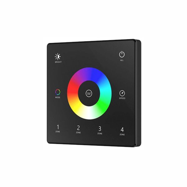 Painel TUYA RF 2.4 GHz RGB e RGBW de 4 zonas para fitas de LED dimerizáveis