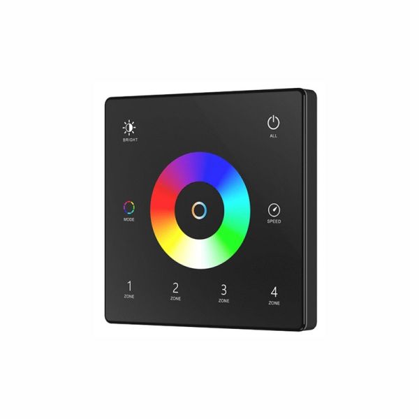 Painel TUYA RF 2.4 GHz RGB+CCT de 4 zonas para fitas de LED dimerizáveis