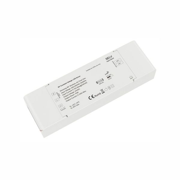 Fonte de alimentação de 24V Push DIM e RF 2.4 GHz 75W para fitas de LED monocromáticas.