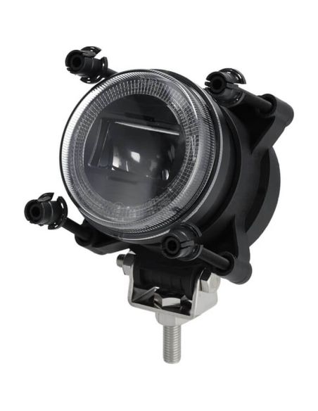 Farol redondo de LED de 90 mm 25/5 W 12–24 V com luz de posição e conector H9, homologado.