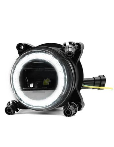 Feu de position rond à LED 90 mm 25/5 W 12–24 V avec feu de position et connecteur H9 (homologué)