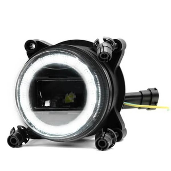Feu de position rond à LED 90 mm 25/5 W 12–24 V avec feu de position et connecteur H9 (homologué)