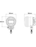 Dimensions : Phare rond à LED 90 mm 25/5 W 12–24 V avec feu de position et connecteur H9 (homologué)