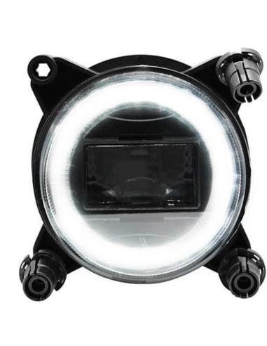 Luz LED posición Faro LED redondo 90 mm 25/5W 12–24V con luz de posición y conector H9 Homologado