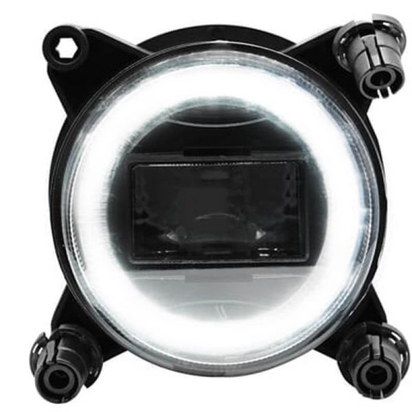 Farol redondo de LED com luz de posição, 90 mm, 25/5 W, 12-24 V, com conector H9 homologado.