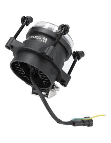 Farol lateral redondo de LED de 90 mm 25/5 W 12–24 V com luz de posição e conector H9 homologado.