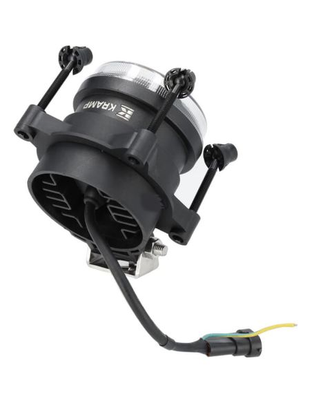 Faro LED redondo 90 mm 28/18W 12–24V con intermitente, luz de carretera y conector H9