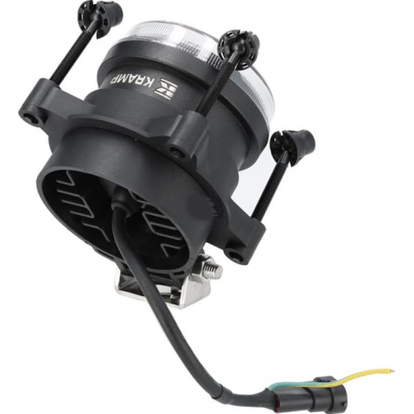 Farol LED redondo de 90 mm, 28/18 W, 12-24 V, com pisca, farol alto e conector H9.