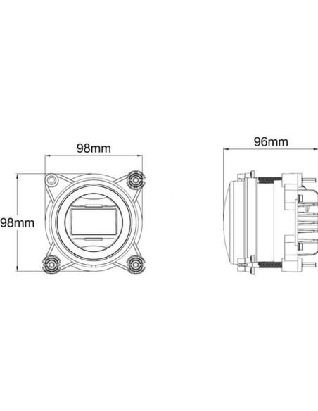 Dimensions : Phare rond à LED 90 mm 30/5 W 12–24 V avec feu de croisement et feu de position – Connecteur H9
