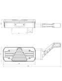 Medidas Piloto trasero LED W249DD+W48 con galibo lateral y luz de matrícula – Izquierdo / Derecho 12–24V