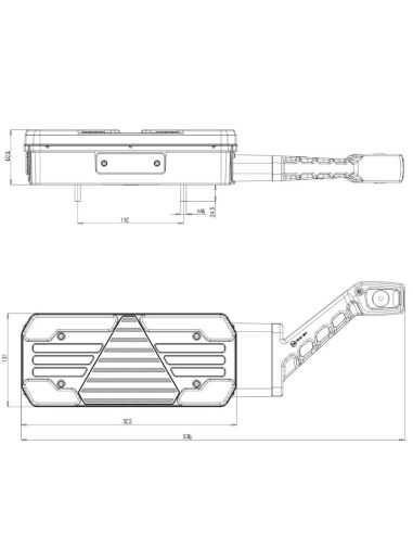 Medidas Piloto trasero LED W249DD+W48 con galibo lateral y luz de matrícula – Izquierdo / Derecho 12–24V