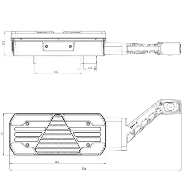 Medidas Piloto trasero LED W249DD+W48 con galibo lateral y luz de matrícula – Izquierdo / Derecho 12–24V