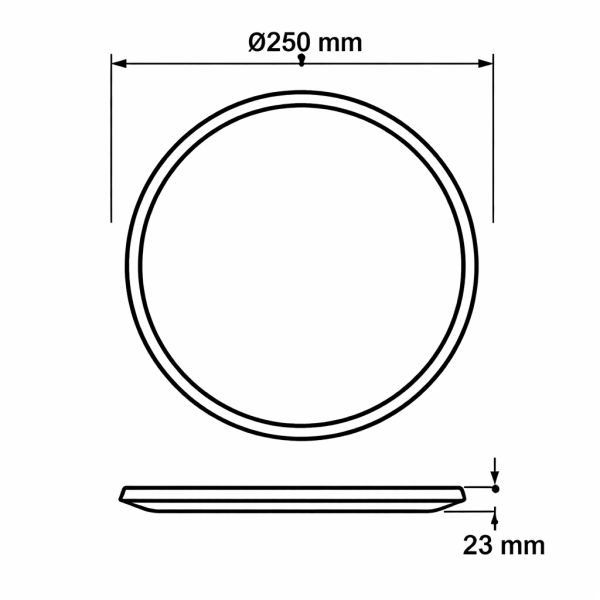 Plafón de techo LED SUPERSLIM 15W negro 2700K (muy cálido), Regulable en intensidad