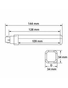 Bombilla LED CorePro PLC G24q-1 profesional 4 pines, 5,5W equivalente a 13W, 475/500Lm  3000K/4000K, 128mm 2