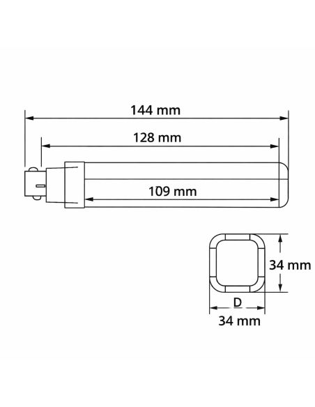 Lâmpada LED profissional CorePro PLC G24q-1, 4 pinos, 5,5 W equivalente a 13 W, 475/500 lúmens, 3000 K/4000 K, 144 mm