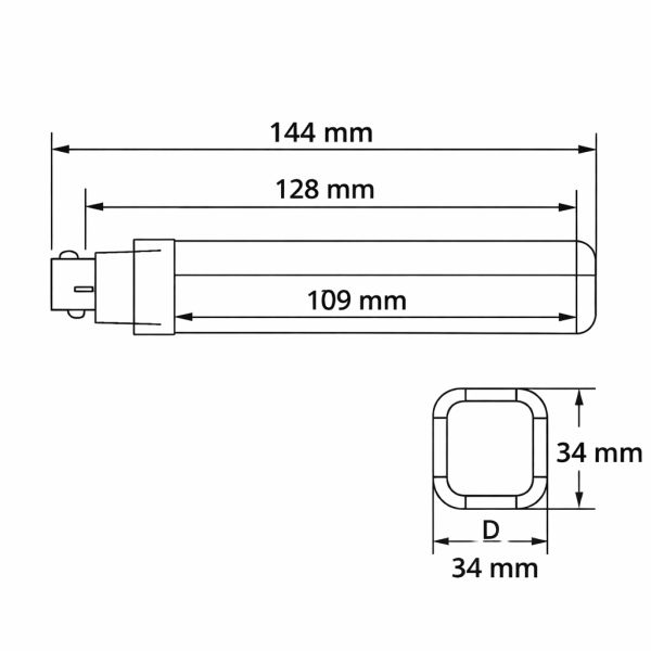 Bombilla LED CorePro PLC G24q-1 profesional 4 pines, 5,5W equivalente a 13W, 475/500Lm  3000K/4000K, 144mm
