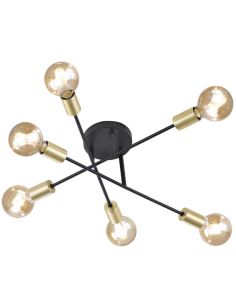 Plafonnier LED en métal à 6 lumières Cross de Trio Lighting | 6 ampoules E27 | Éclairage LED León