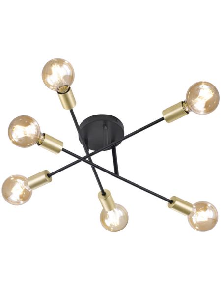 Plafonnier LED en métal à 6 lumières Cross de Trio Lighting | 6 ampoules E27 | Éclairage LED León