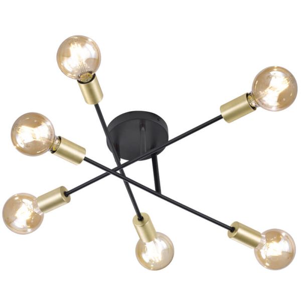 Plafón LED metálico Cross 6 luces Trio Lighting| 6 bombillas E27| León Leds Iluminación