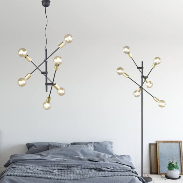 Plafonnier LED en métal à 6 lumières Cross de Trio Lighting | 6 ampoules E27 | Éclairage LED León