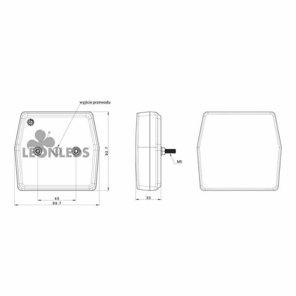 Dimensiones Piloto trasero LED Fristom FT-222 12V con conector Bayonet 5 Pin – Sin luz de matrícula