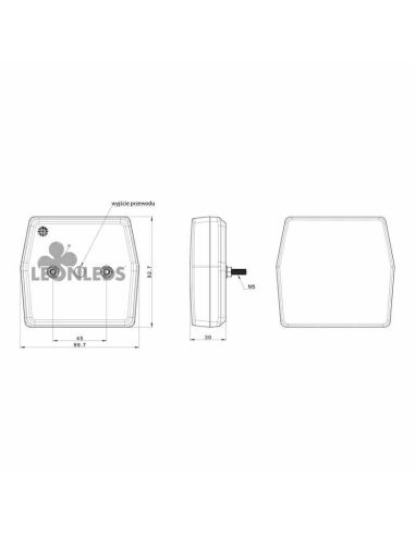 Dimensões da lanterna traseira LED Fristom FT-222 12V com conector de baioneta de 5 pinos e luz de placa R10, R1, S1, 2a, L00
