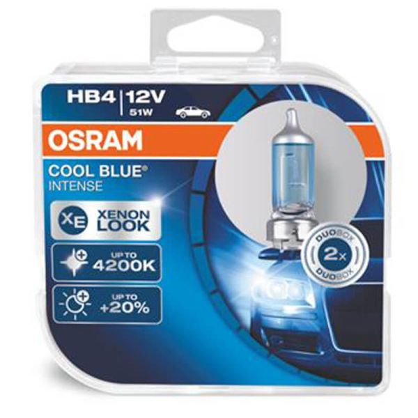 Pack de 2 ampoules OSRAM Cool Blue Intense HB4 12V 51W 4200K – Luz blanca 9006CBI-HCB