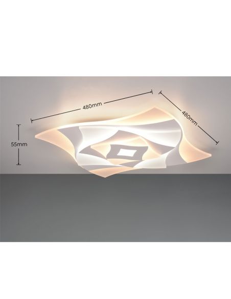 Luminária de teto AKITA com formas geométricas e efeitos 3D, 56W 6550lm, dimerizável, 3000-6500K