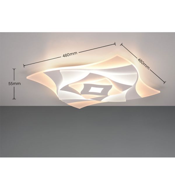 Plafonnier AKITA aux formes géométriques et effets 3D, 56 W, 6 550 lm, dimmable, 3 000-6 500 K