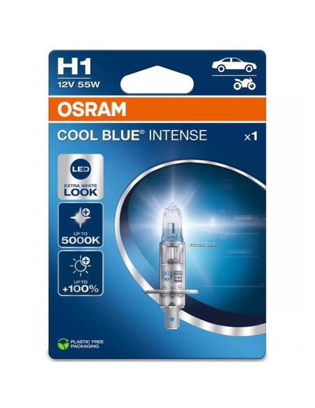 OSRAM COOL BLUE INTENSE H1 Next Generation 5000K – Bombilla halógena extra blanca 12V (1 ud)