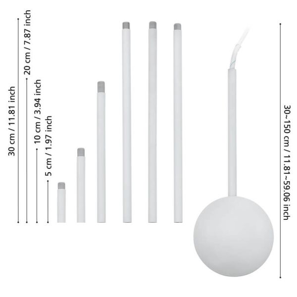 Conducto de cables EXTENTION EGLO blanco regulable 320–1570 mm para techo