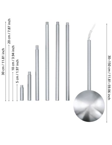 Medidas Canalizador de cable para lámparas EXTENTION EGLO cromo regulable 320–1570 mm