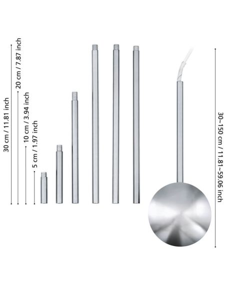 Medidas Canalizador de cable para lámparas EXTENTION EGLO cromo regulable 320–1570 mm