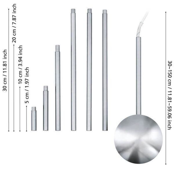 Medidas Canalizador de cable para lámparas EXTENTION EGLO cromo regulable 320–1570 mm