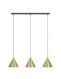 Lámpara colgante 3 luces cónicas NARICES, diseño New Nordic, negro/latón, E27 (no incl.) 920×1100×220 mm
